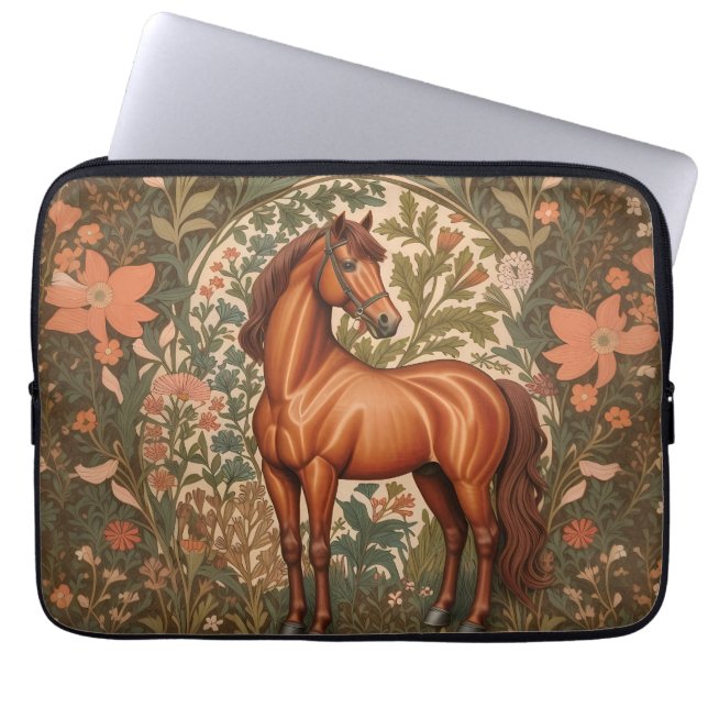 Housse Pour Ordinateur Portable Beautiful Brown Horse William Morris Inspired  (Devant)