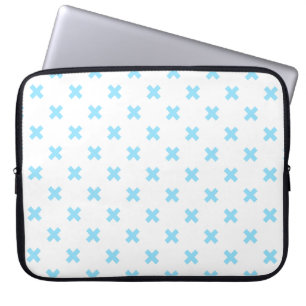 Housse Pour Ordinateur Portable Bébé bleu croix coutures sur blanc