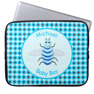Housse Pour Ordinateur Portable Bébé Bleu mignon Bee Bee Personnalisé