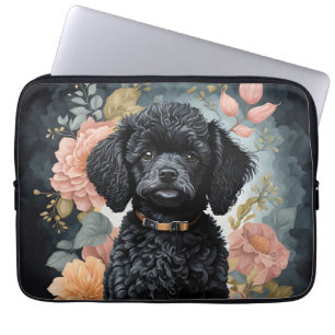 Housse Pour Ordinateur Portable Bébés mignons animaux Joli chiot de caniche noir