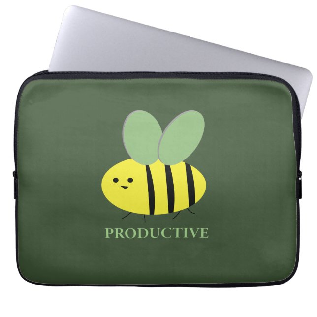 Housse Pour Ordinateur Portable Bee Productive, Green (Devant)
