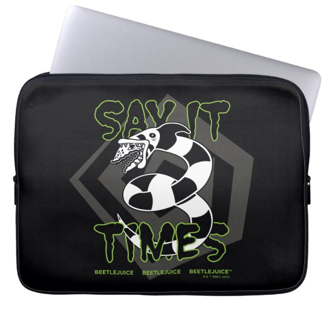 Housse Pour Ordinateur Portable Beetlejuice | Say It 3 Times (Devant)