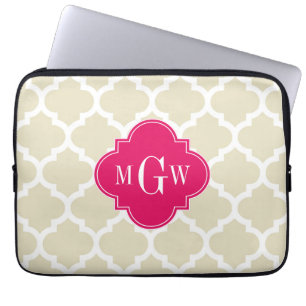 Housse Pour Ordinateur Portable Beige Wha Marocain #5 Framboise 3 Monogramme initi