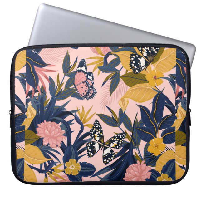 Housse Pour Ordinateur Portable Belle couture artistique douce motif tropical (Devant)