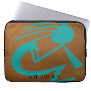 Housse Pour Ordinateur Portable Belle peinture Turquoise Kokopelli