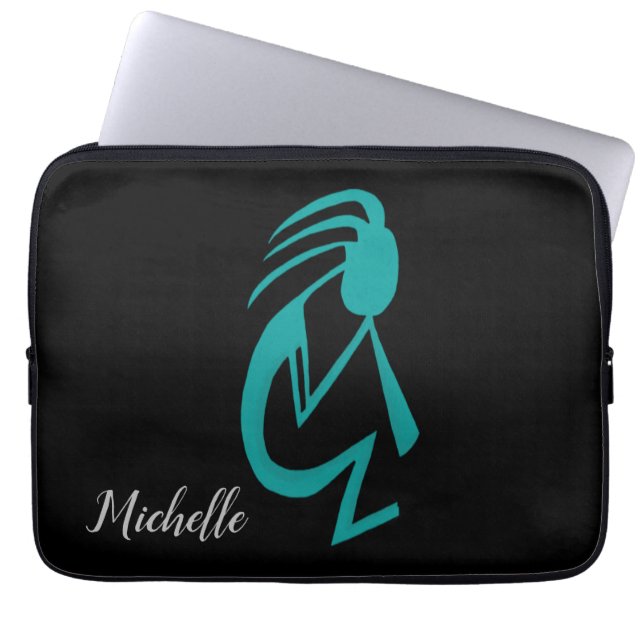 Housse Pour Ordinateur Portable Belle peinture Turquoise Kokopelli (Devant)