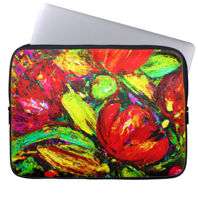 Housse Pour Ordinateur Portable "Belles Fleurs" Beau Art. Acheter Maintenant (Devant)