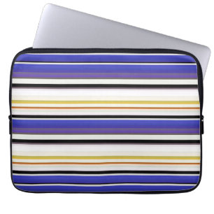 Housse Pour Ordinateur Portable Belles rayures violettes blanches