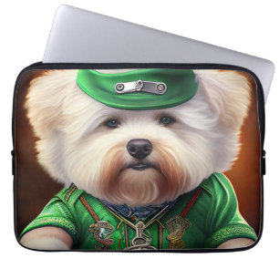 Housse Pour Ordinateur Portable Bichon Frisé Chien Conduite Vélo St. Patrick