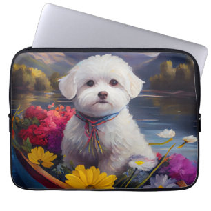 Housse Pour Ordinateur Portable Bichon Frise sur une pagaie : une aventure Pittore