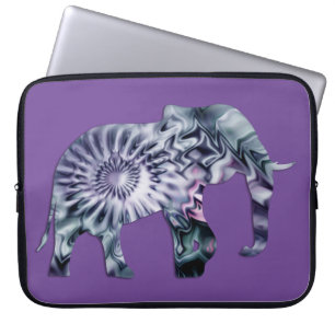 Housse Pour Ordinateur Portable Bien-être animal - Silhouette éléphante Fractale 2