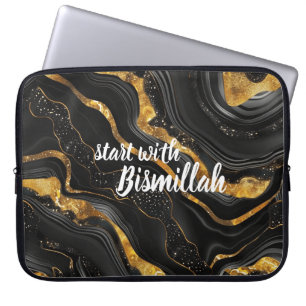 Housse Pour Ordinateur Portable Bismillah Alhamdullilah Agate Or Noir