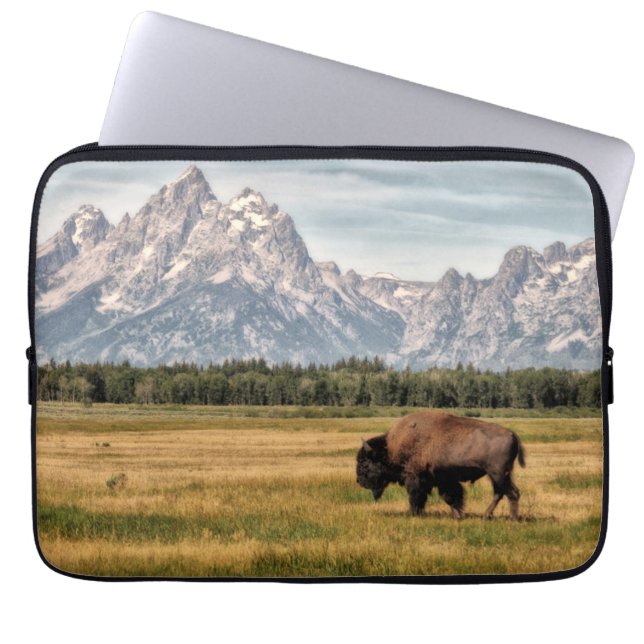 Housse Pour Ordinateur Portable Bison dans le Tetons (Devant)