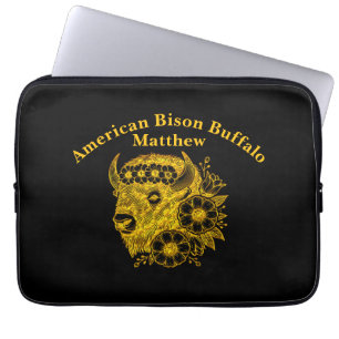 Housse Pour Ordinateur Portable Bison d'or orné de fleurs et de feuillage