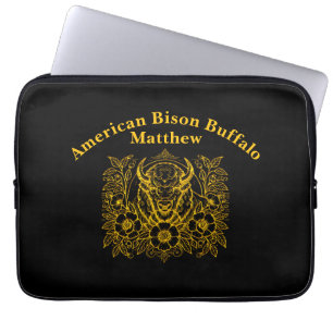 Housse Pour Ordinateur Portable Bison d'or parmi les fleurs