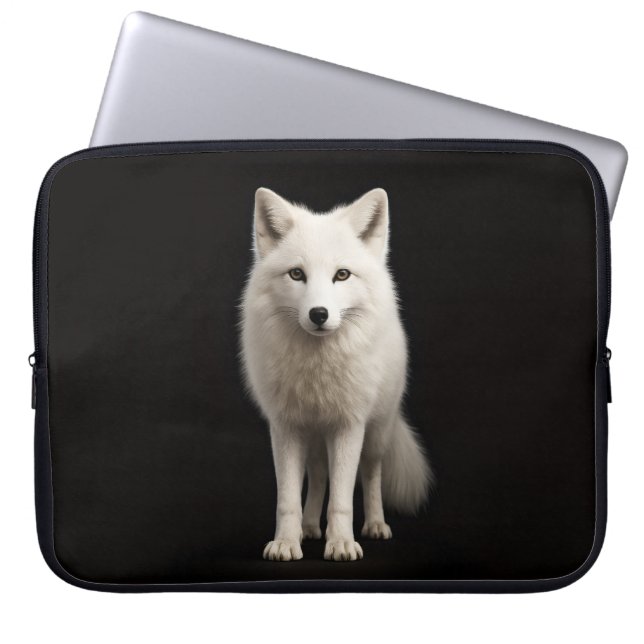 Housse Pour Ordinateur Portable Black 4 Luxe Laptop Sleeve, Ivory Arctic Fox (Devant)