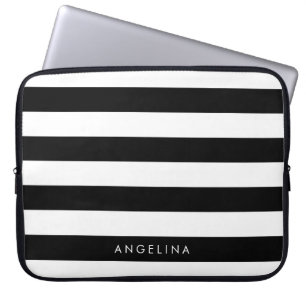Housse Pour Ordinateur Portable Black and White Striped