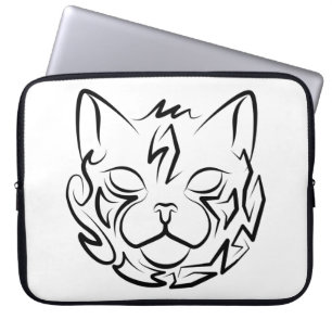 Housse Pour Ordinateur Portable Black and White Tribal Cat