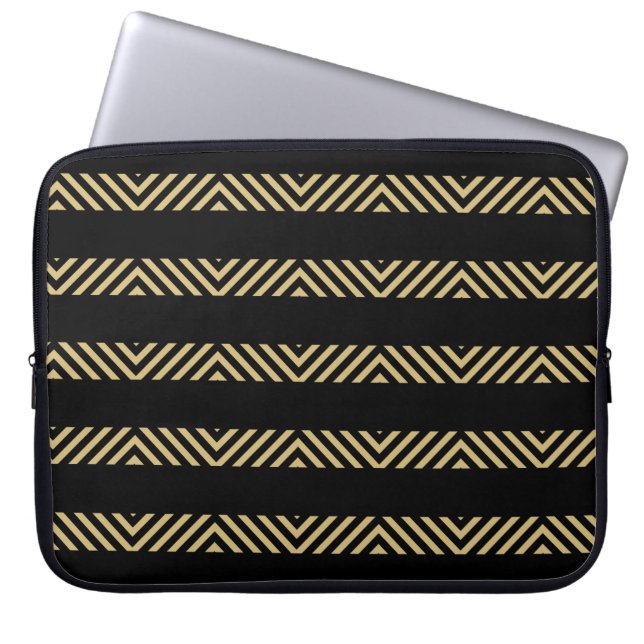 Housse Pour Ordinateur Portable Black and Yellow geometric design (Devant)