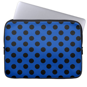 Housse Pour Ordinateur Portable Black polka dots on royal blue