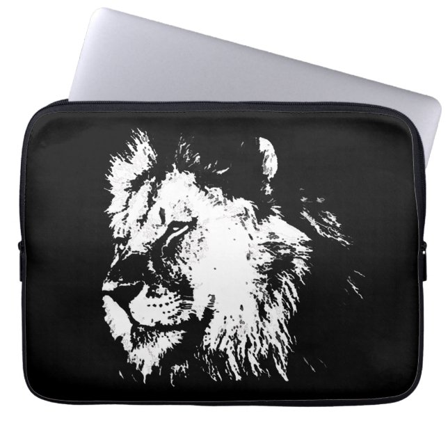 Housse Pour Ordinateur Portable Black White Lion - Animal Pop Art (Devant)