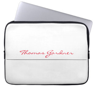 Housse Pour Ordinateur Portable Blanc Rouge tendance écriture manuscrite Plaine cr
