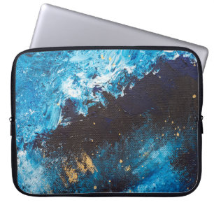 Housse Pour Ordinateur Portable Bleu acrylique, peinture du ciel étoilé.