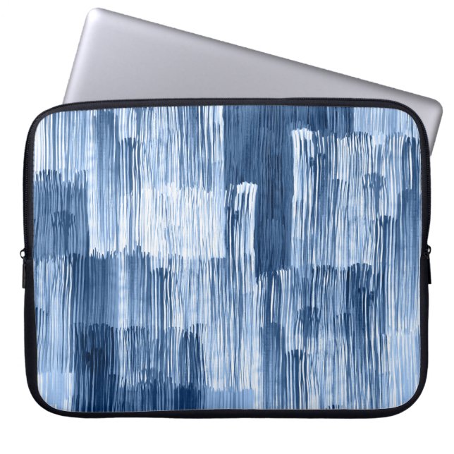 Housse Pour Ordinateur Portable Bleu Aquarelles : Motif géométrique (Devant)