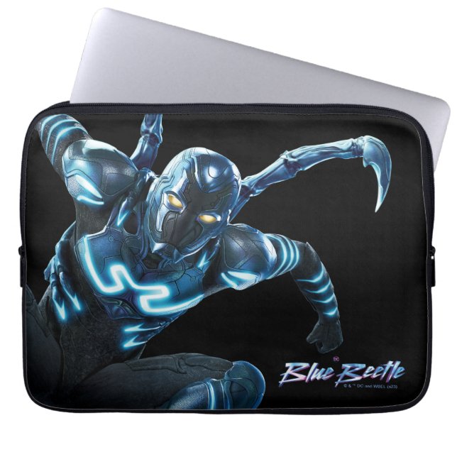 Housse Pour Ordinateur Portable Bleu Beetle Leaping Caractère Art (Devant)