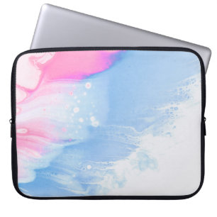 Housse Pour Ordinateur Portable Bleu blanc et rose abstrait