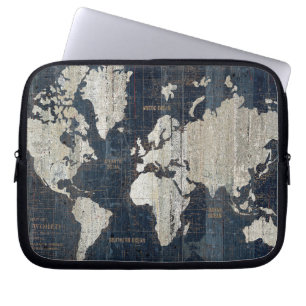 Housse Pour Ordinateur Portable Bleu de carte de Vieux Monde