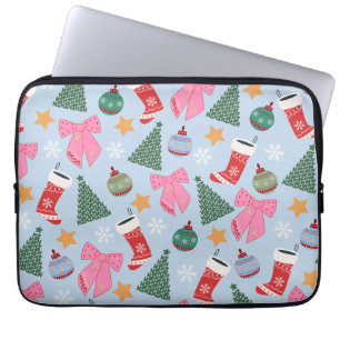 Housse Pour Ordinateur Portable Bleu de Noël