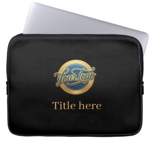 Housse Pour Ordinateur Portable bleu doré votre logo titre entreprise site edita