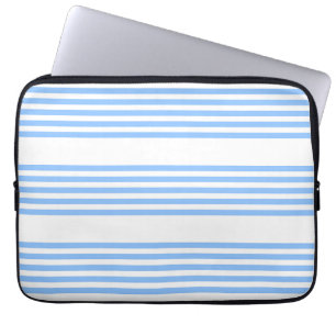 Housse Pour Ordinateur Portable Bleu et blanc cinq bandes motif