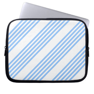 Housse Pour Ordinateur Portable Bleu et blanc cinq bandes motif