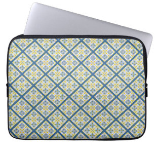 Housse Pour Ordinateur Portable Bleu et jaune joli carrelage portugais motif