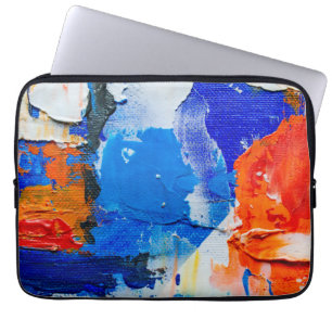 Housse Pour Ordinateur Portable Bleu et orange Peinture Abstraite Art Abstrait
