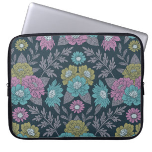 Housse Pour Ordinateur Portable Bleu foncé, vert et violet