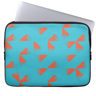 Housse Pour Ordinateur Portable Bleu, orange, dynamique, motif géométrique tendanc