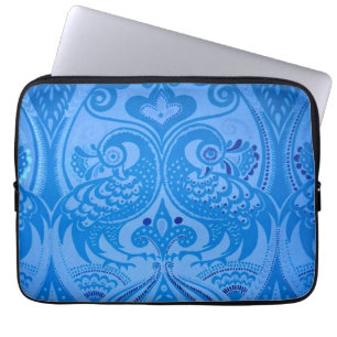 Housse Pour Ordinateur Portable Bleu Oriental Peacock Birds