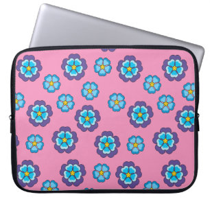 Housse Pour Ordinateur Portable Bleu Violet rose motif floral