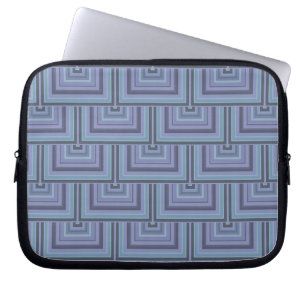 Housse Pour Ordinateur Portable Blue-grey stripes square scales pattern