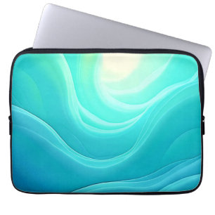 Housse Pour Ordinateur Portable Blue Ocean Serenity Waves Abstrait Design