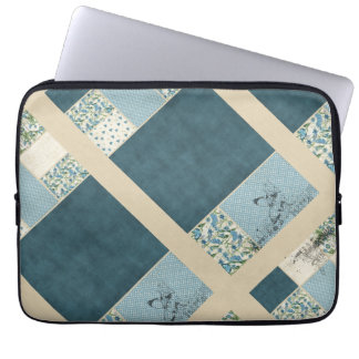 Housse Pour Ordinateur Portable Blue Patchwork Laptop Electronics Sleeve 