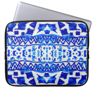 Housse Pour Ordinateur Portable Blue watercolor tribal ethnique sans couture motif