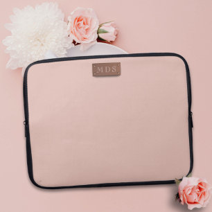 Housse Pour Ordinateur Portable Blush Rose Gold Monogram