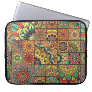 Housse Pour Ordinateur Portable Boho ensemble de tuiles et motif sans soudure. Cor