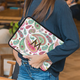 Housse Pour Ordinateur Portable Boho Paisley Multicolor girly motif monogramme