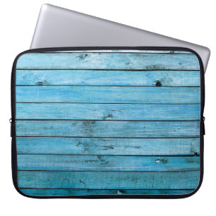 Housse Pour Ordinateur Portable Bois bleu naturel, arrière - plan texturé.