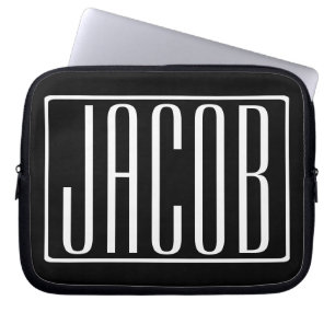 Housse Pour Ordinateur Portable Bold & Modern Your name or Word White On Black